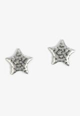 Silver Hammered Star Earrings, , small