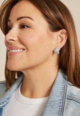 Silver Hammered Star Earrings, , small