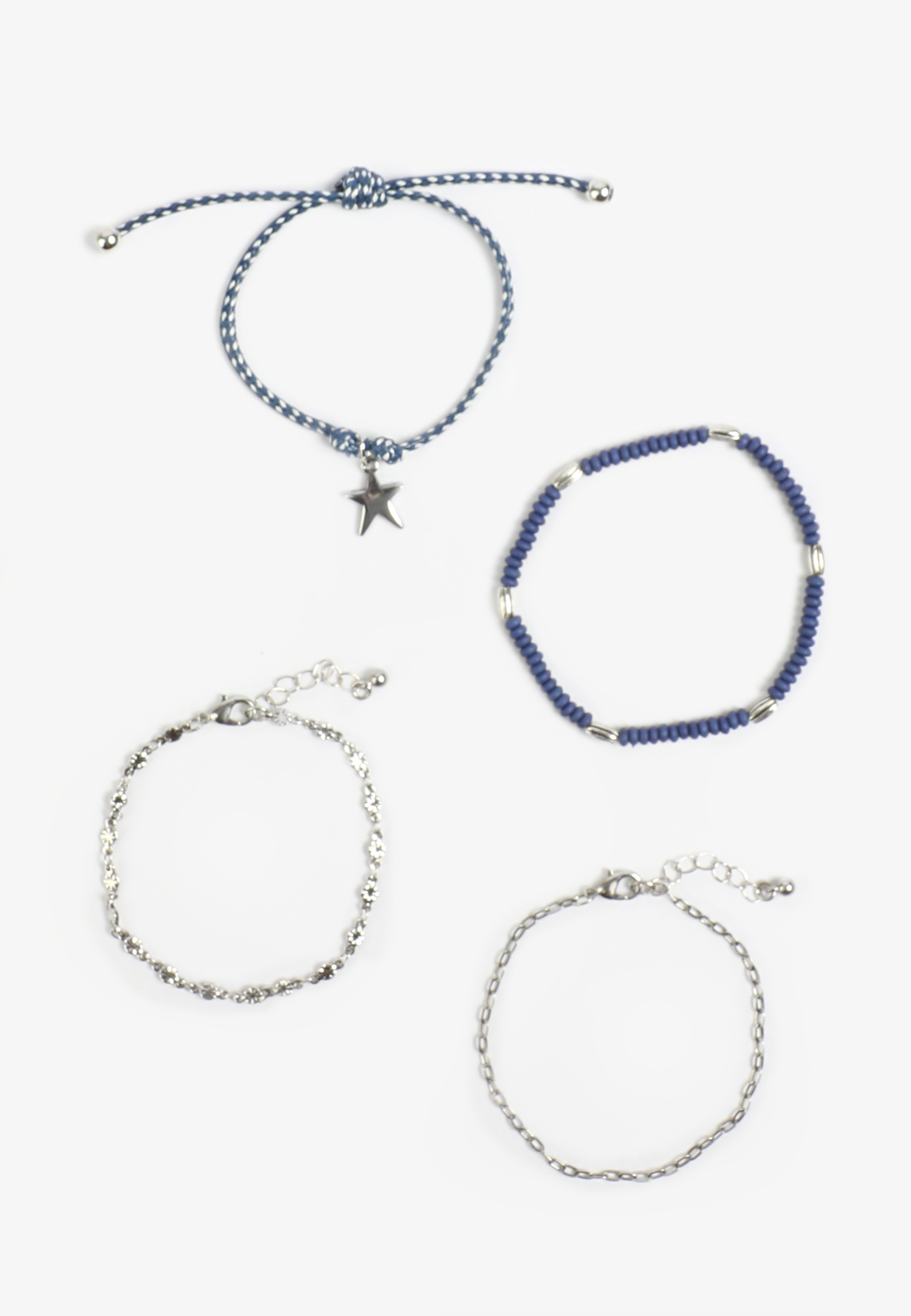 4 Pack Silver Star Charm Bracelet Set, C431, large