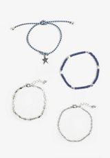 4 Pack Silver Star Charm Bracelet Set, C431, small