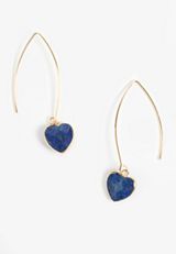 Americana Blue Heart Wire Drop Earrings, BLUE, small
