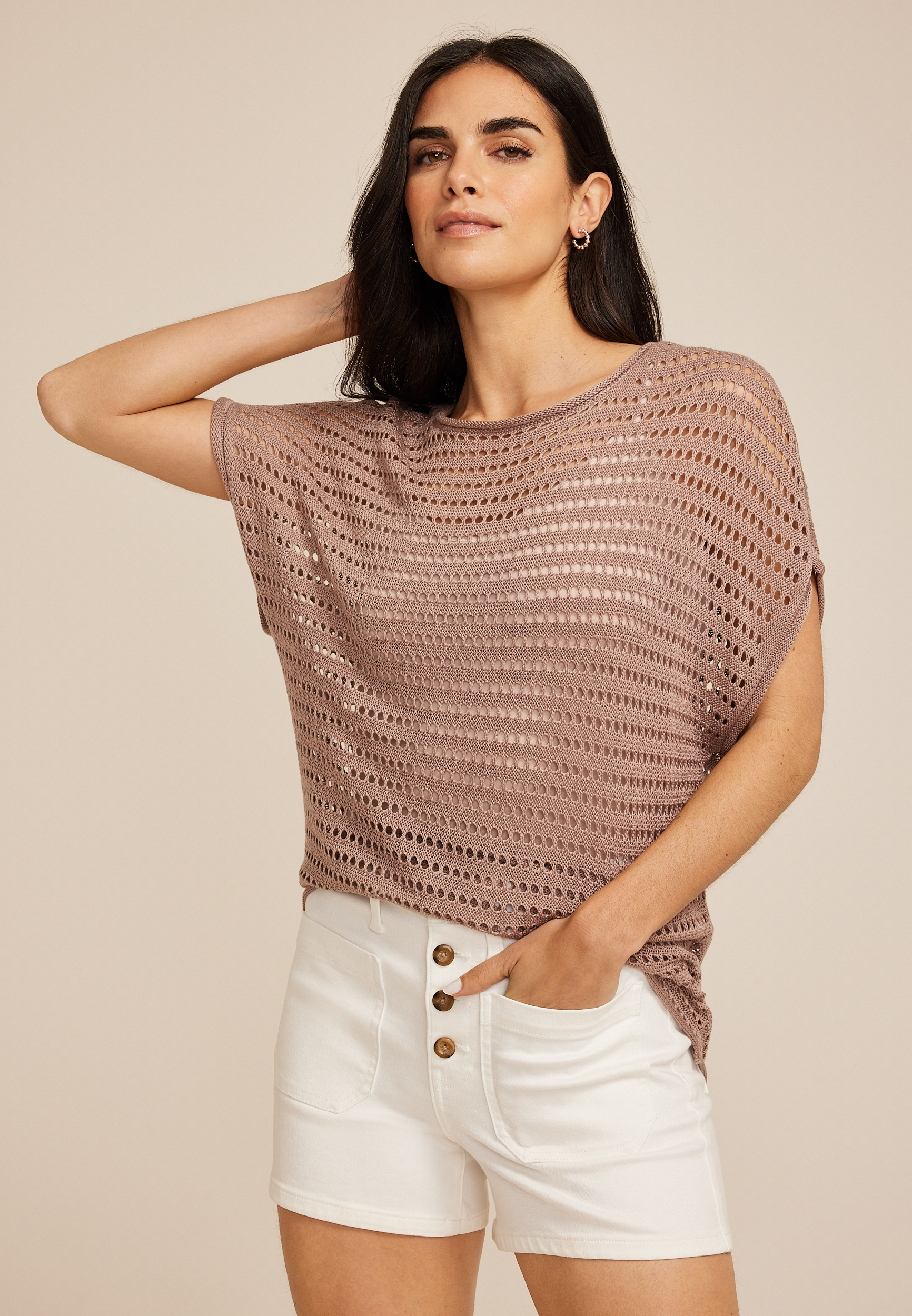 Dolman Short Sleeve Sweater Top