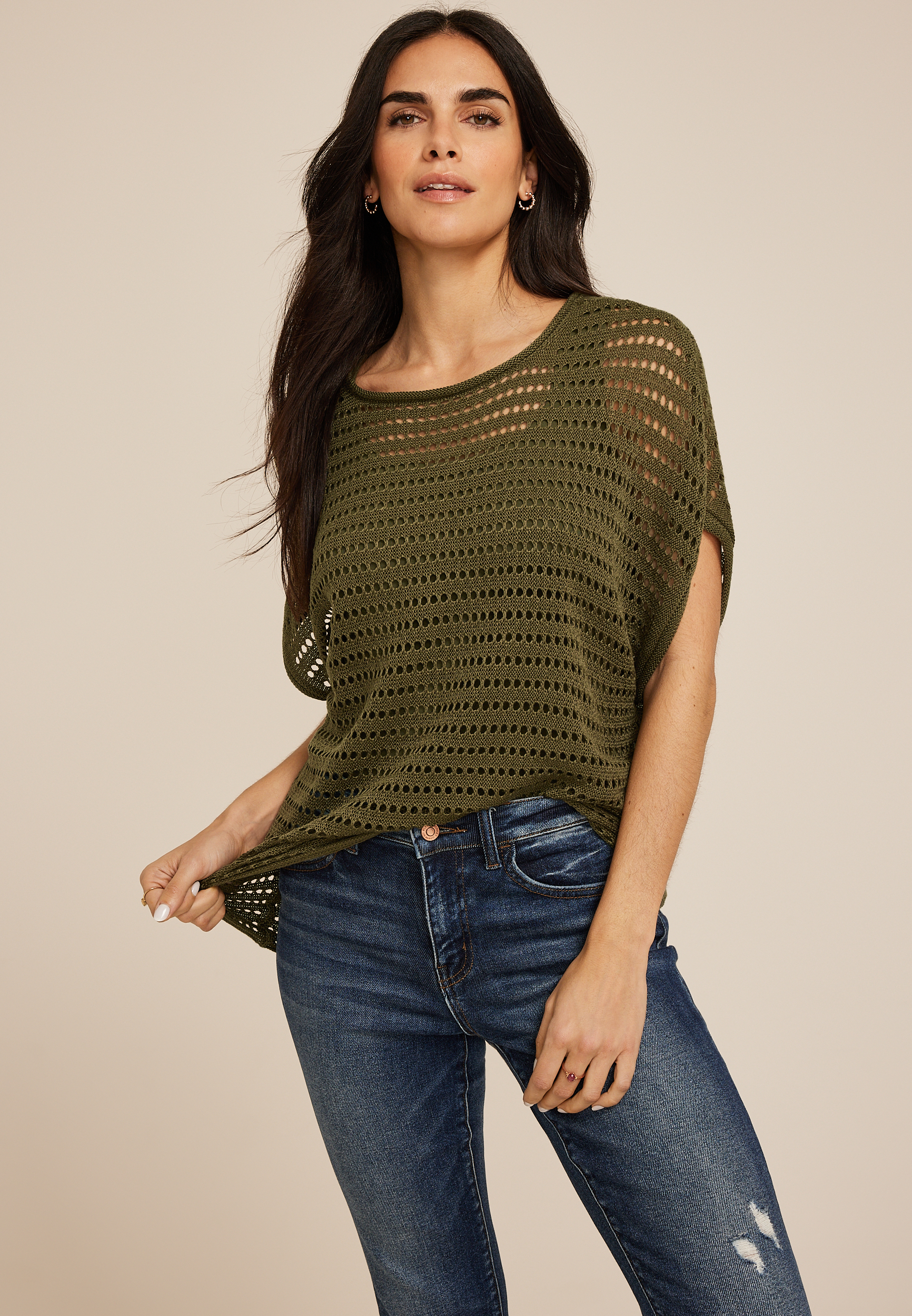 Dolman Short Sleeve Sweater Top