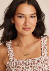 Green Stone Bar Double Layered Necklace, , small