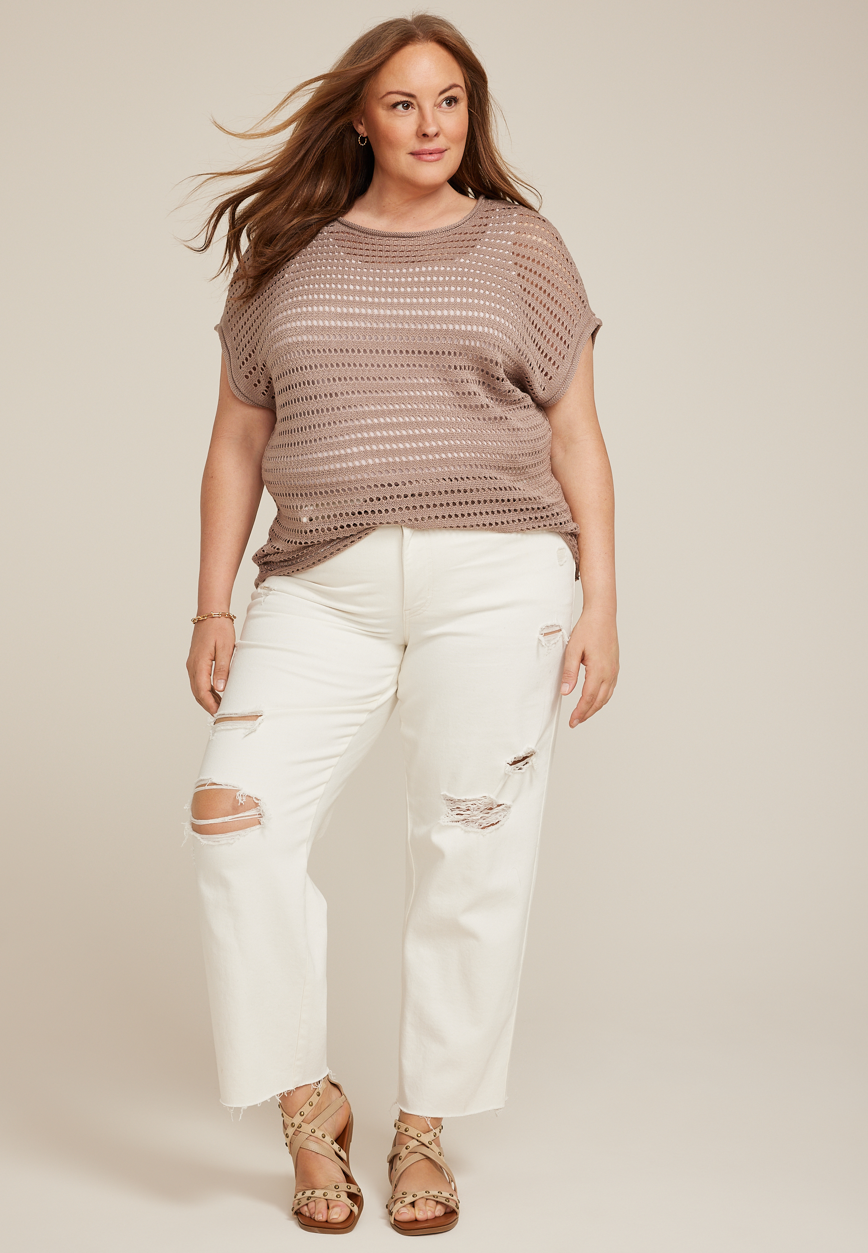 Plus Size Dolman Short Sleeve Sweater Top
