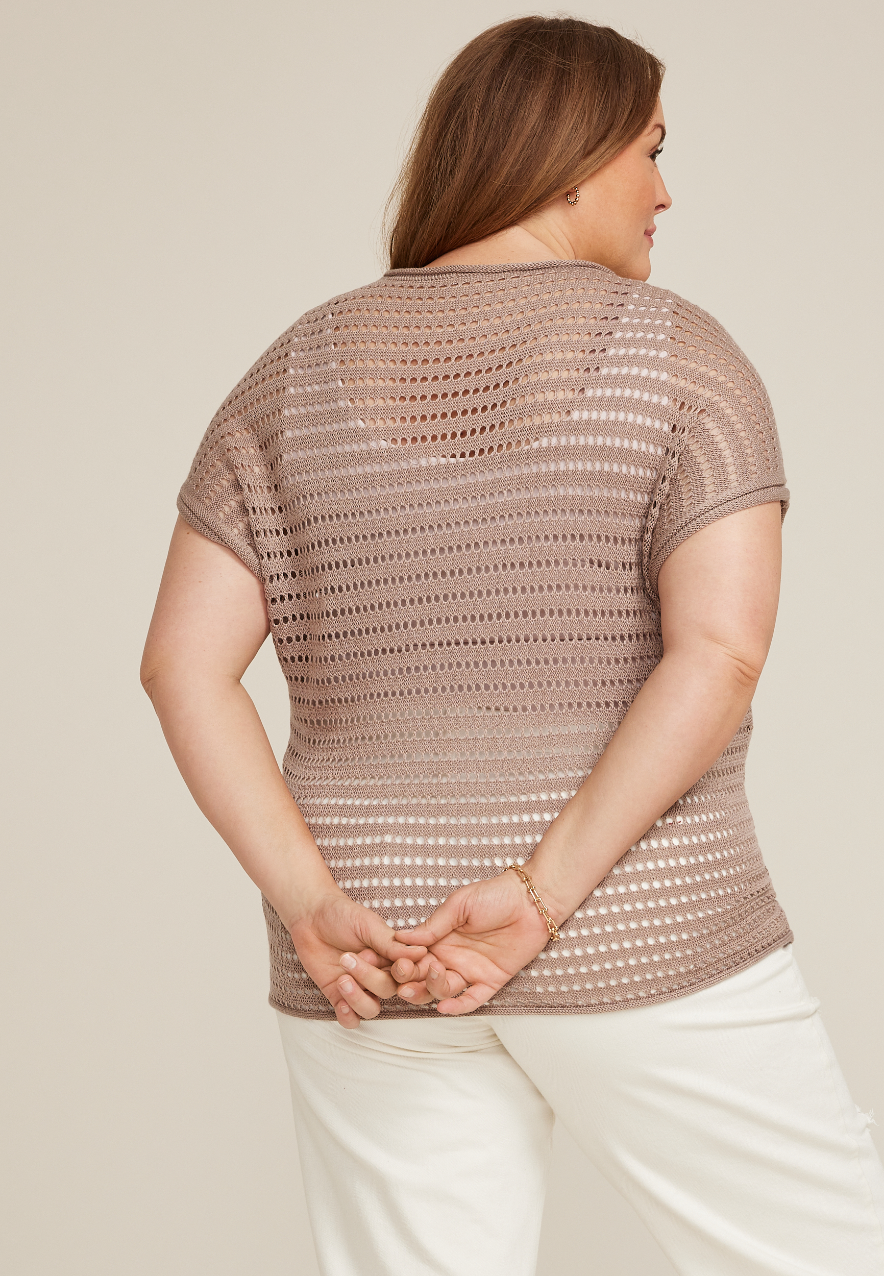 Plus Size Dolman Short Sleeve Sweater Top, C5341, large