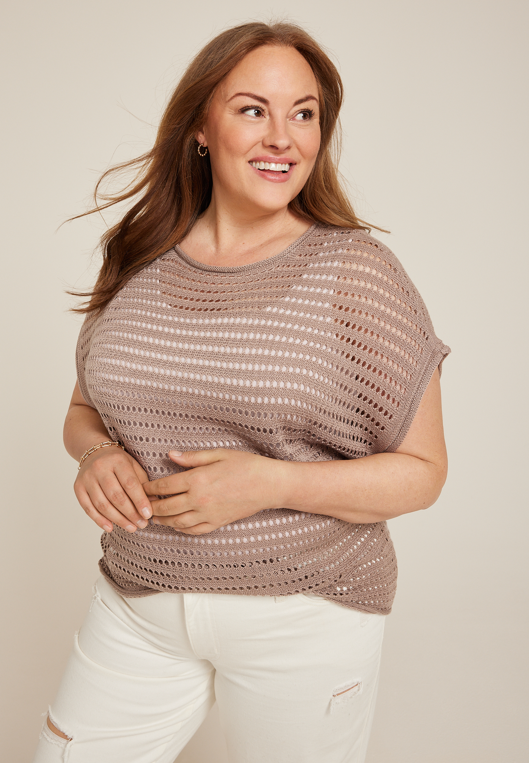 Plus Size Dolman Short Sleeve Sweater Top, C5341, large
