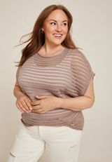 Plus Size Dolman Short Sleeve Sweater Top, C5341, small