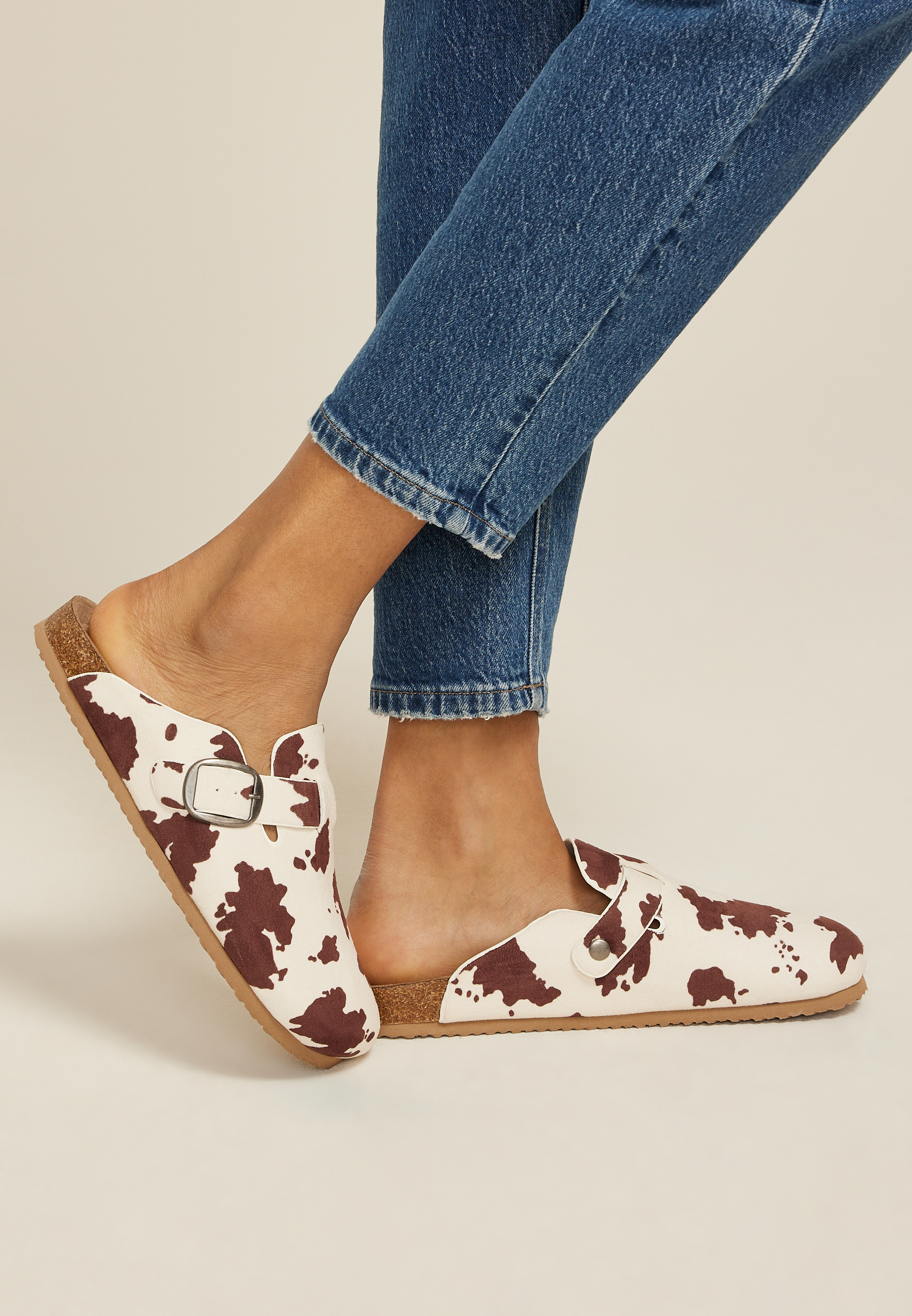 SuperCush Chloe Cowprint Closed Toe Footbed Clog, C3681, large