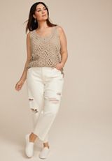 Plus Size Crochet Front Tank Top, GOAT, small