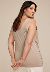 Plus Size Crochet Front Tank Top, GOAT, small