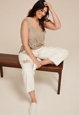 Plus Size Crochet Front Tank Top, GOAT, small