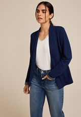 Collarless Knit Open Front Blazer, , small