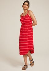24/7 Bare Striped Cinched Waist Midi Dress, C2947, small