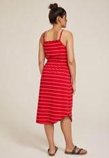 24/7 Bare Striped Cinched Waist Midi Dress, C2947, small