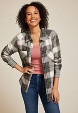Pucker Plaid Button Down Shirt, C1829, small