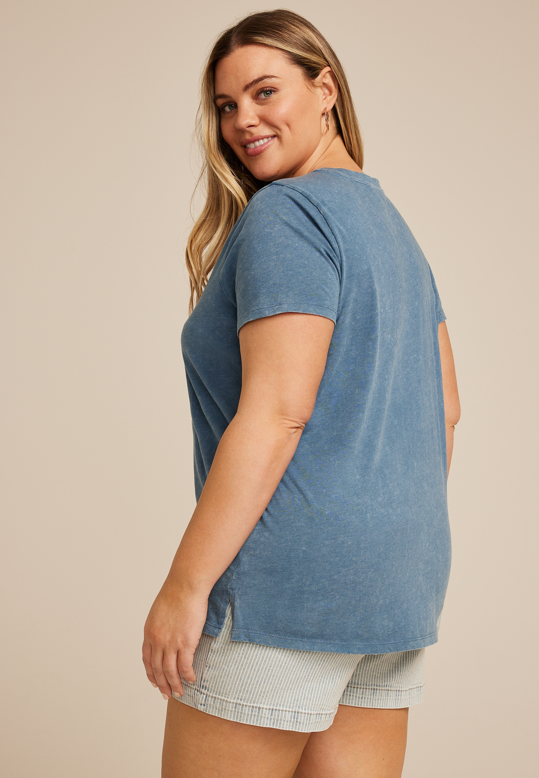 Plus Size Catch Me At The Lake Classic Fit Graphic Tee, WASHED NAVY, large