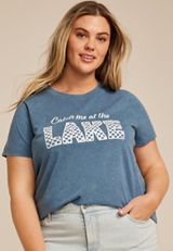 Plus Size Catch Me At The Lake Classic Fit Graphic Tee, WASHED NAVY, small