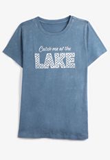 Plus Size Catch Me At The Lake Classic Fit Graphic Tee, WASHED NAVY, small
