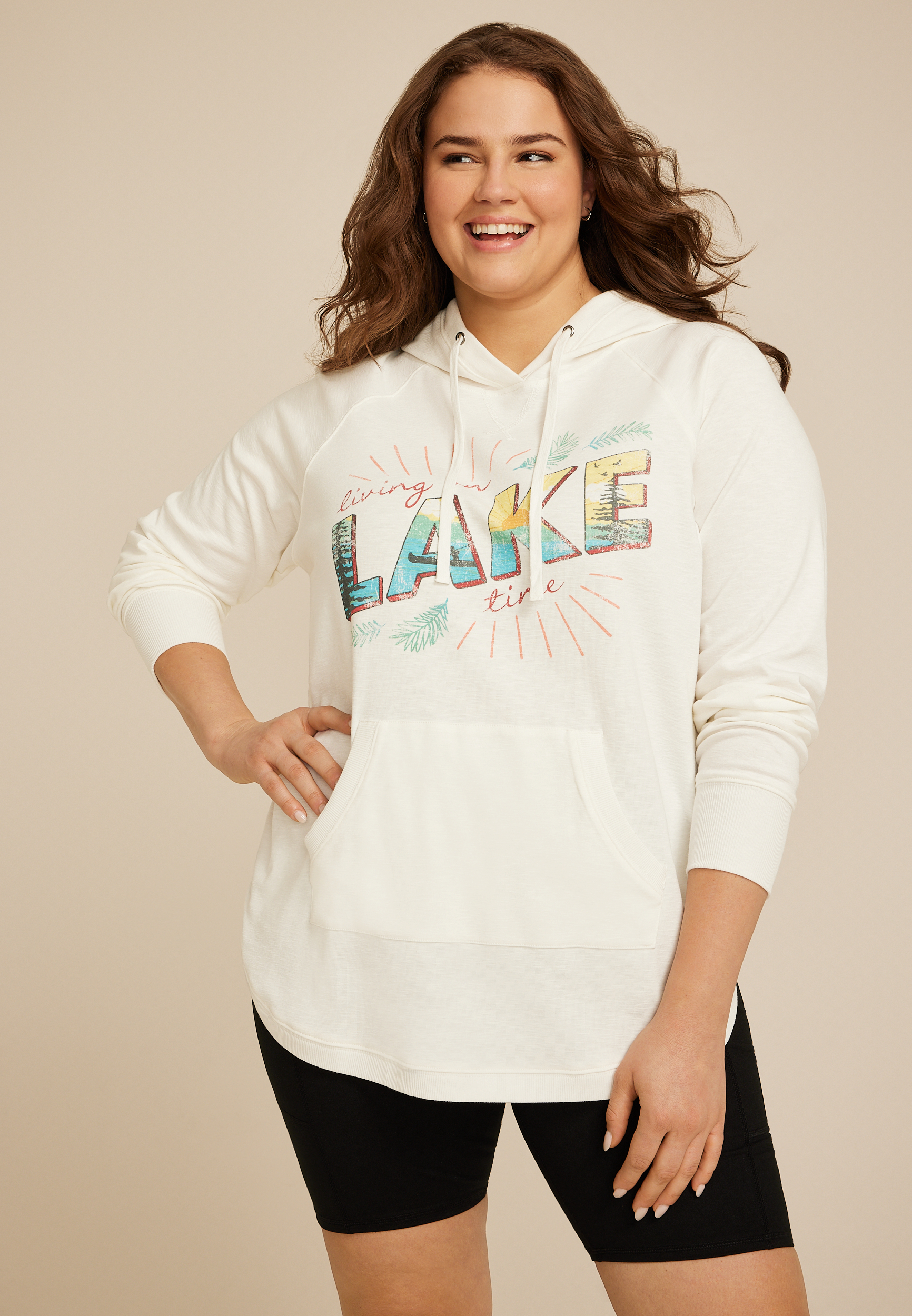 Plus Size Textured Slub Hoodie