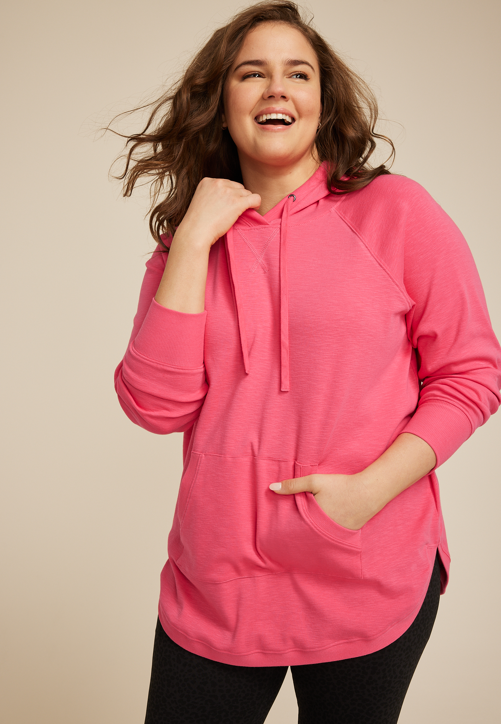 Plus Size Textured Slub Hoodie