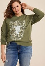 Plus Size Longhorn Relaxed Fit Sweatshirt, C7449, small