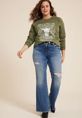 Plus Size Longhorn Relaxed Fit Sweatshirt, C7449, small