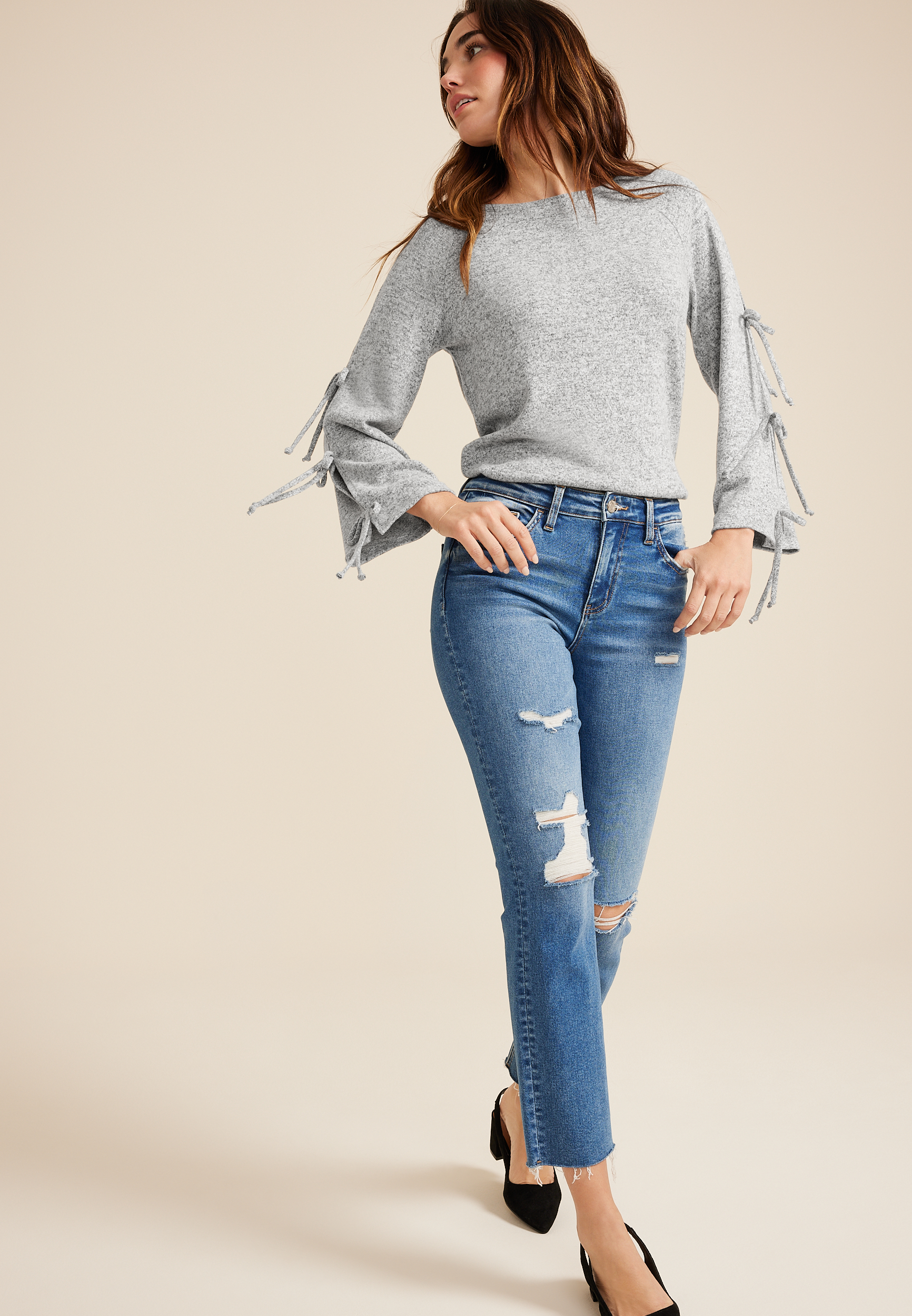 Tie Bell Sleeve Top, C151, large