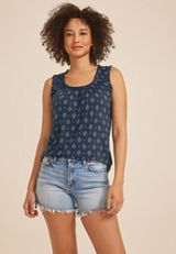 Effortless Ruched Printed Tank Top, C1769, small