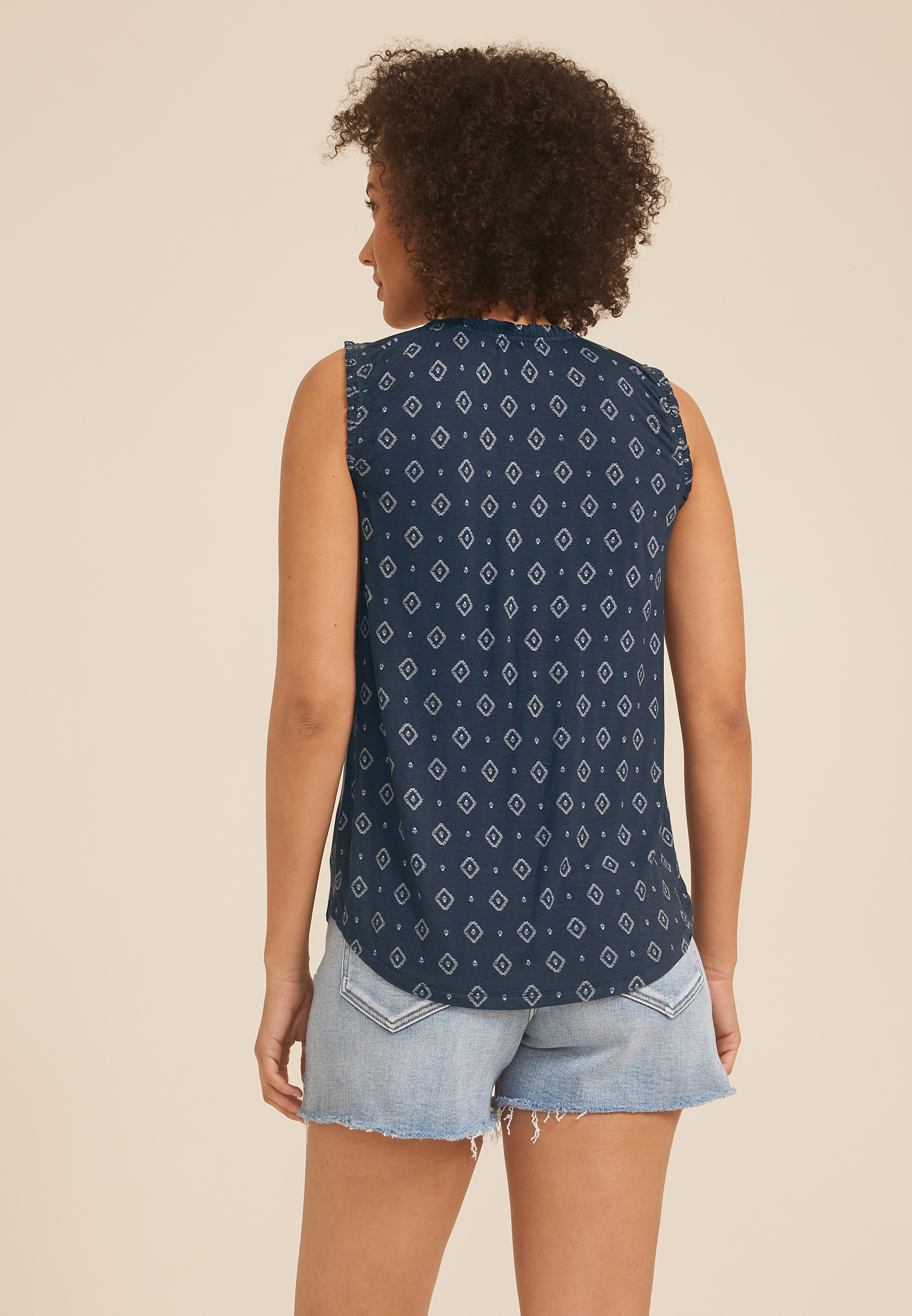 Effortless Ruched Printed Tank Top, C1769, large