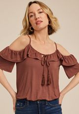 Front Tie Cold Shoulder Top, C5059, small