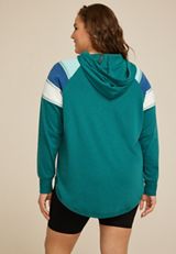 Plus SizeTextured Colorblock Hoodie, C9887, small