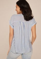Striped Dolman Button Down Shirt, C1772, small