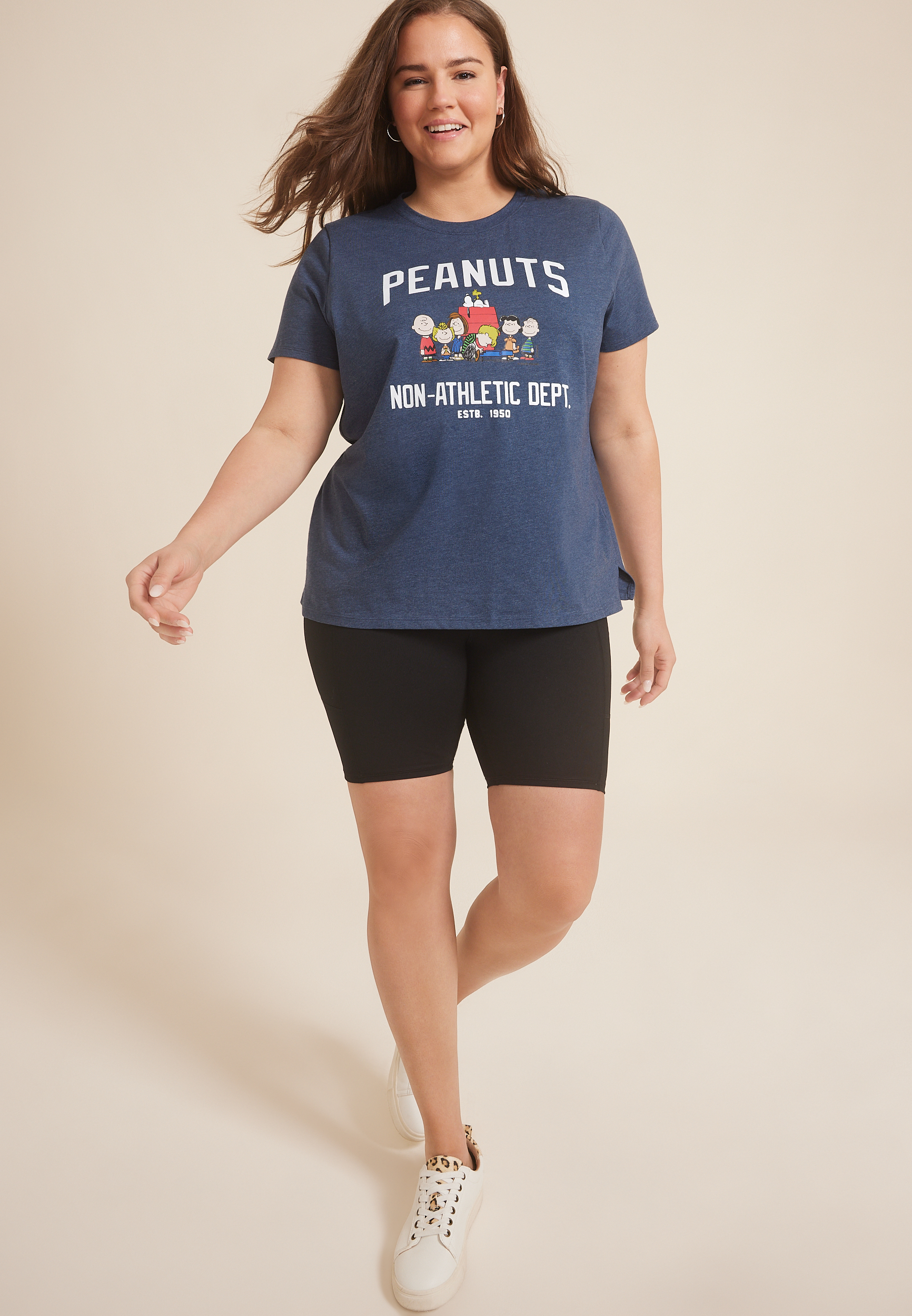 Plus Size Peanuts Non Athletic Dept Oversized Fit Graphic Tee