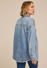 Raw Hem Denim Shacket, C3337, small