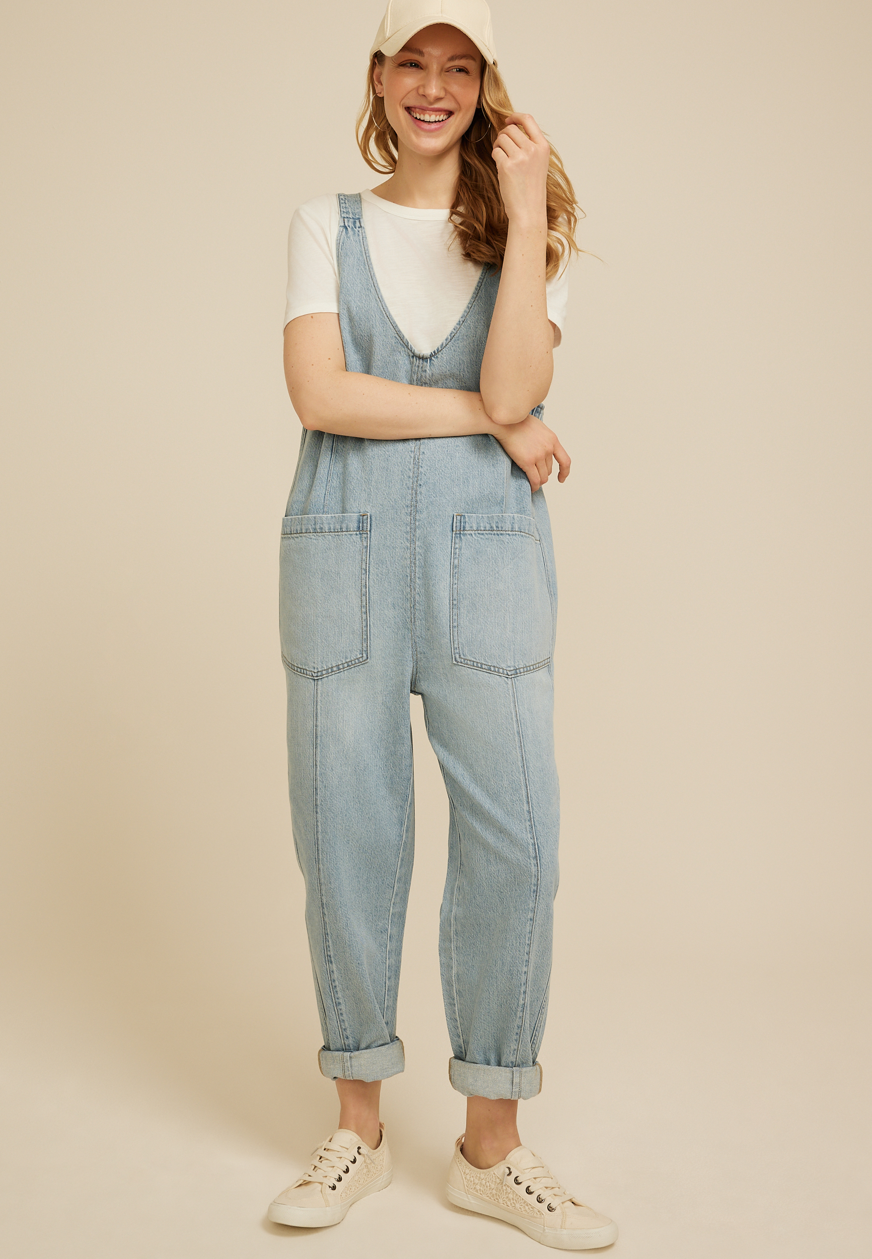 Scoop Neck Denim Overalls, C2806, large