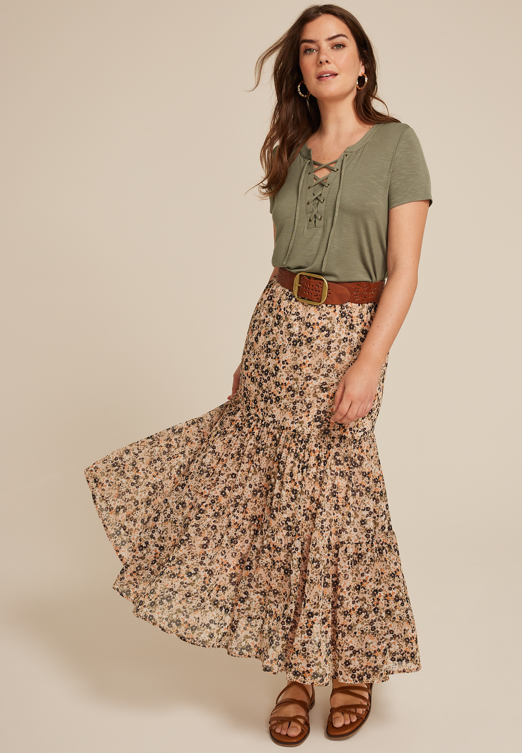 Lattice Front Short Sleeve Tee