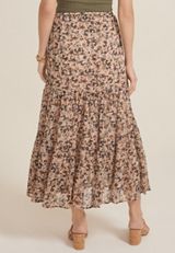 Floral Tiered High Rise Maxi Skirt, MULTI, small
