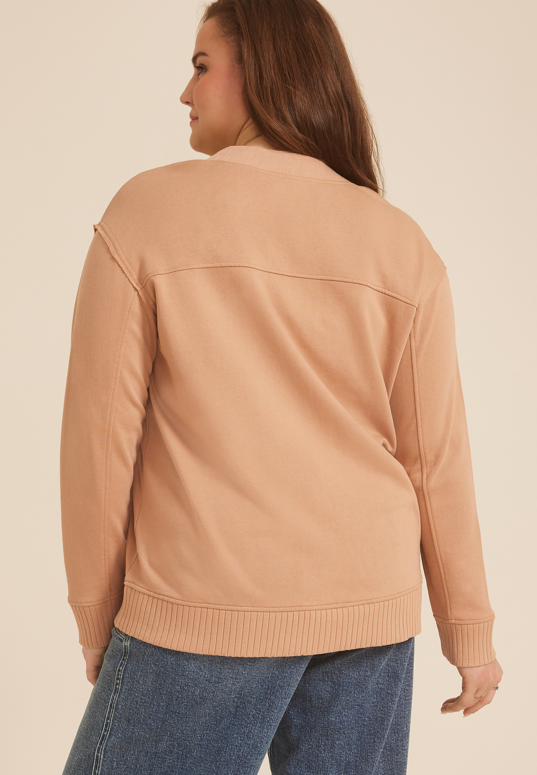 Plus Size Button Front Cardigan, Tawny Brown, large