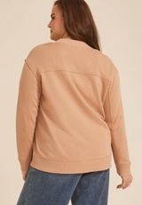 Plus Size Button Front Cardigan, Tawny Brown, small