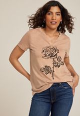 Rose Classic Fit Graphic Tee, C4399, small