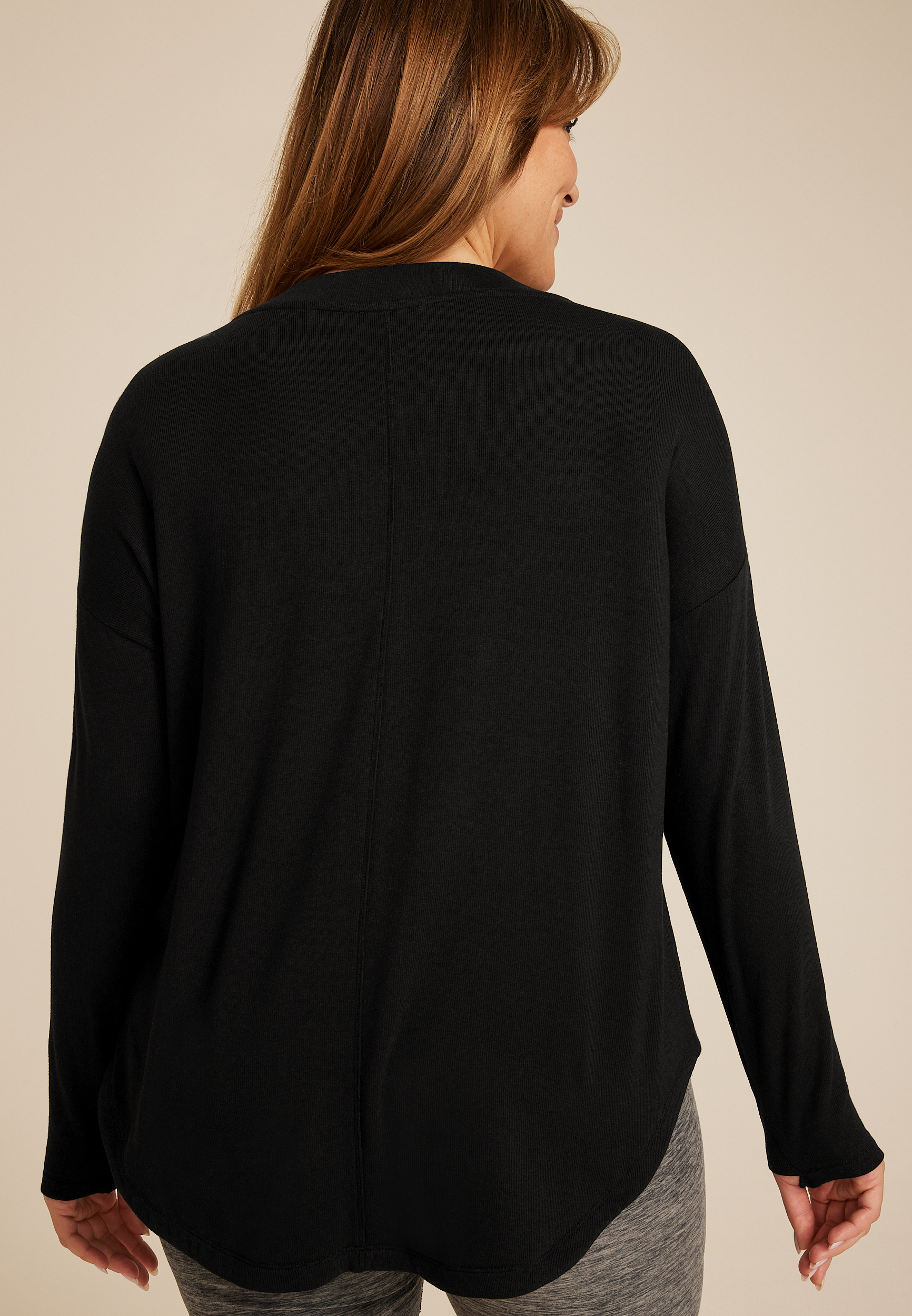 Plus Size Brushed Ribbed Tunic Top, C106, large