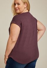 Plus Size 24/7 Berkley V Neck Tee, PURPLE MOSS, small