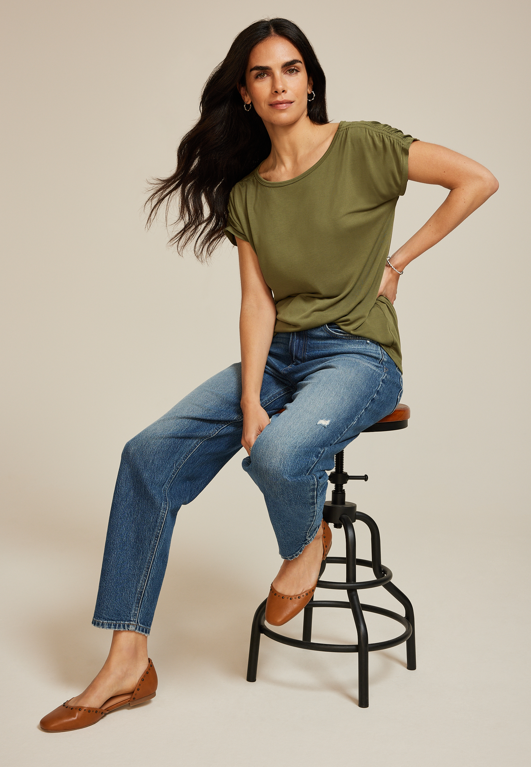 24/7 Fairhaven Ruched Shoulder Tee