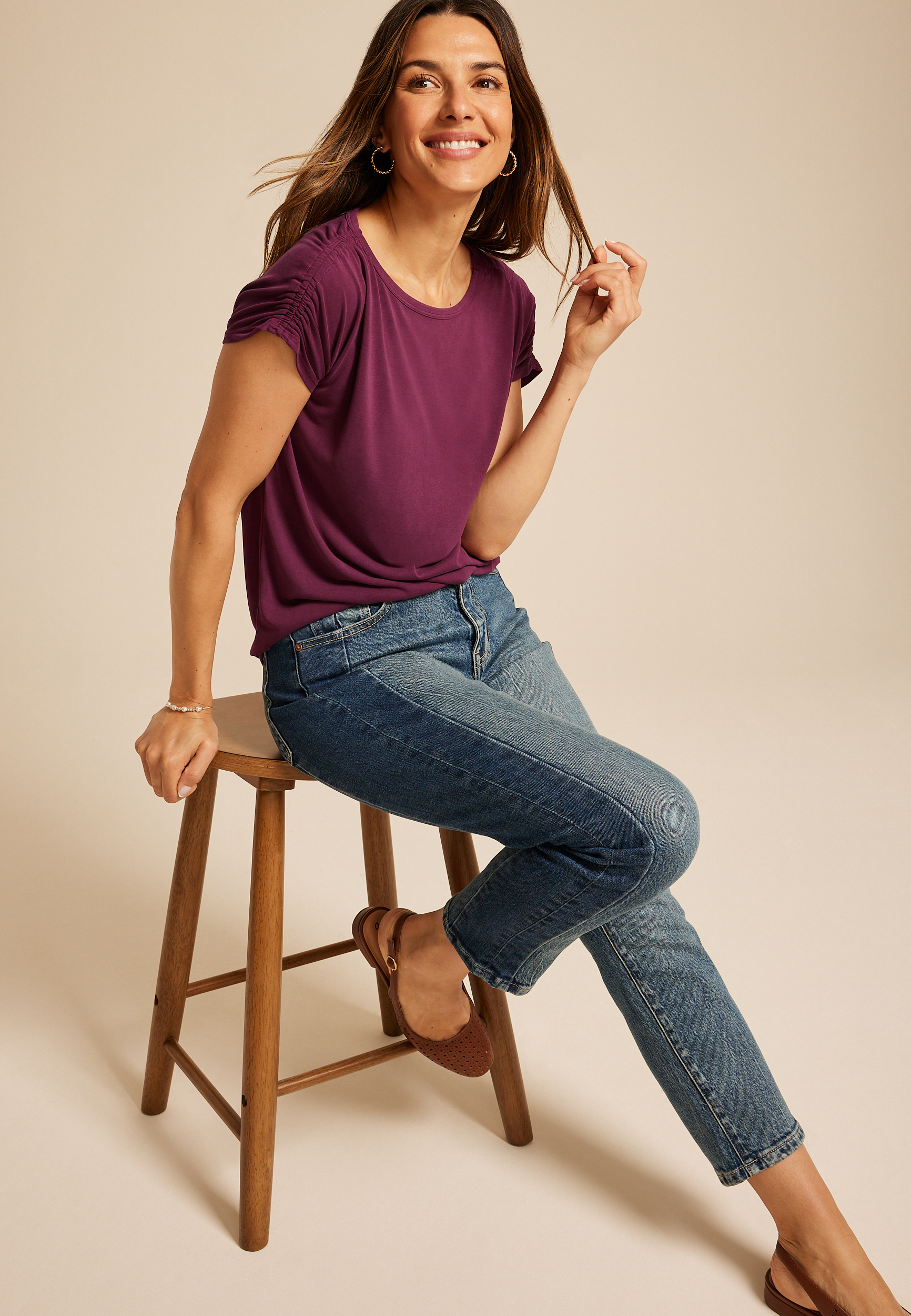 24/7 Fairhaven Ruched Shoulder Tee