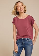 24/7 Fairhaven Ruched Shoulder Tee, C9585, small
