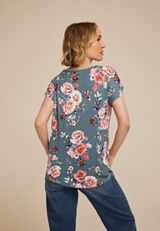 24/7 Fairhaven Floral Ruched Shoulder Tee, C9875, small