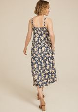 Bare Printed Smocked Midi Dress, C3123, small