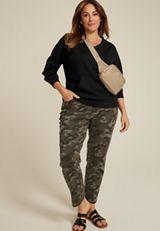 Plus Size Ribbed Mixed Scuba Knit V Neck Sweatshirt, C106, small