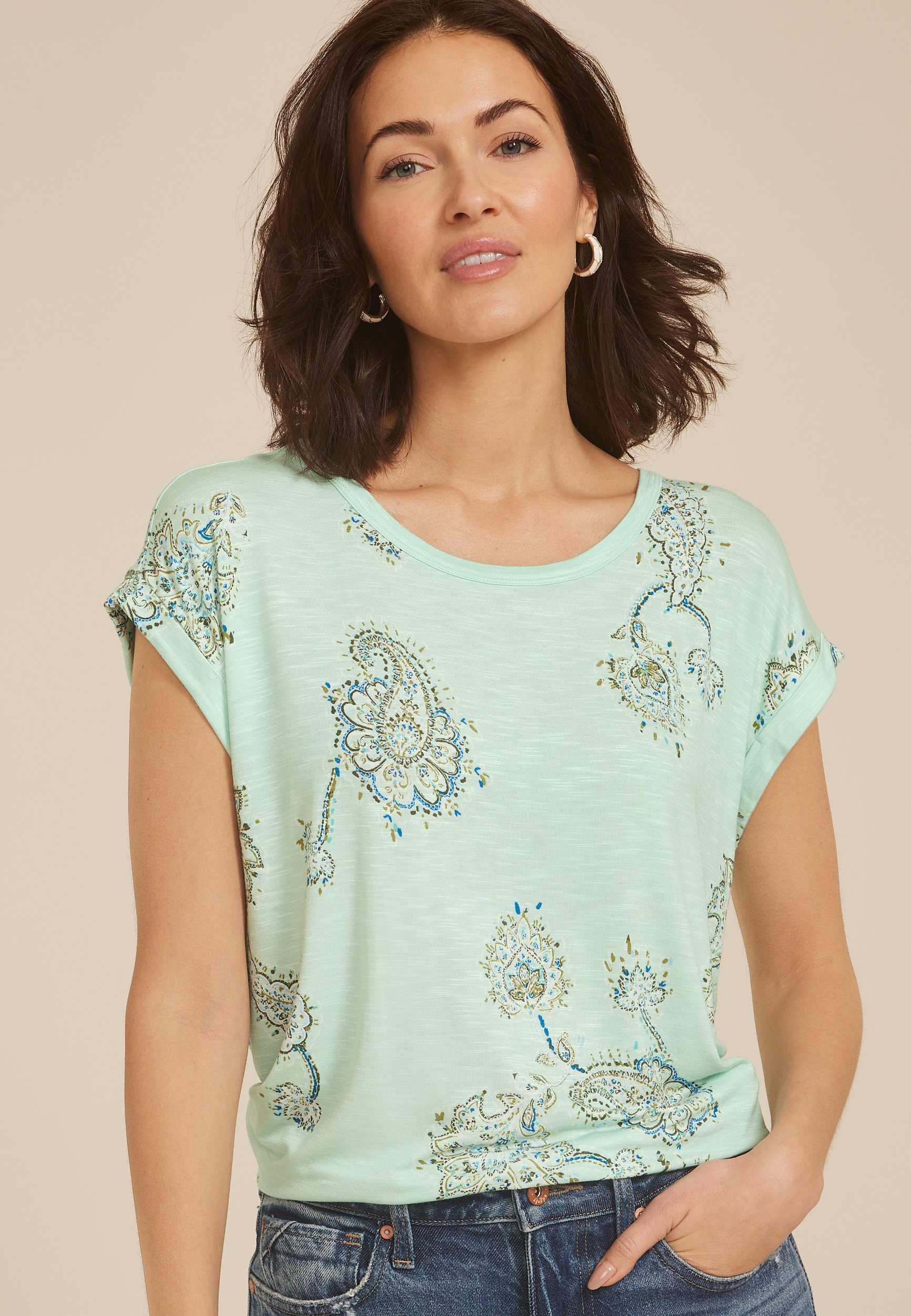 24/7 Clara Paisley Short Sleeve Tee